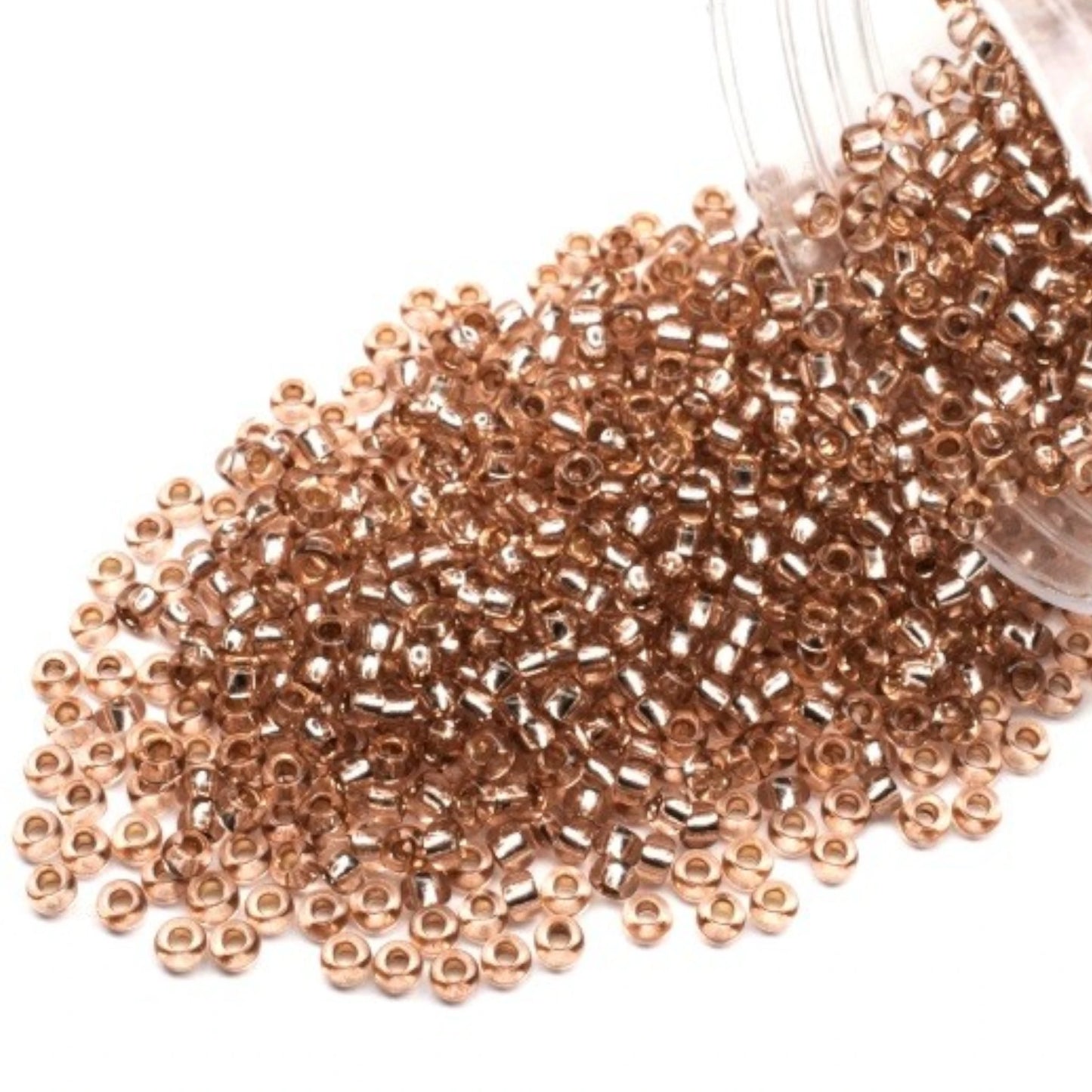 10/0 78112 Preciosa Tjeckiska glaspärlor Rocaillepärlor 2.3mm. Brun 2 färgad Kristall, Silverfodrad.
