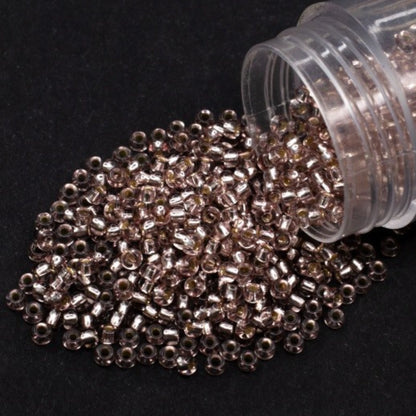 10/0 78113 Preciosa Czech Glass Mărgele Rocaille 2.3mm. Maro Mov 2 vopsite Cristal, Argintiu Căptușit.