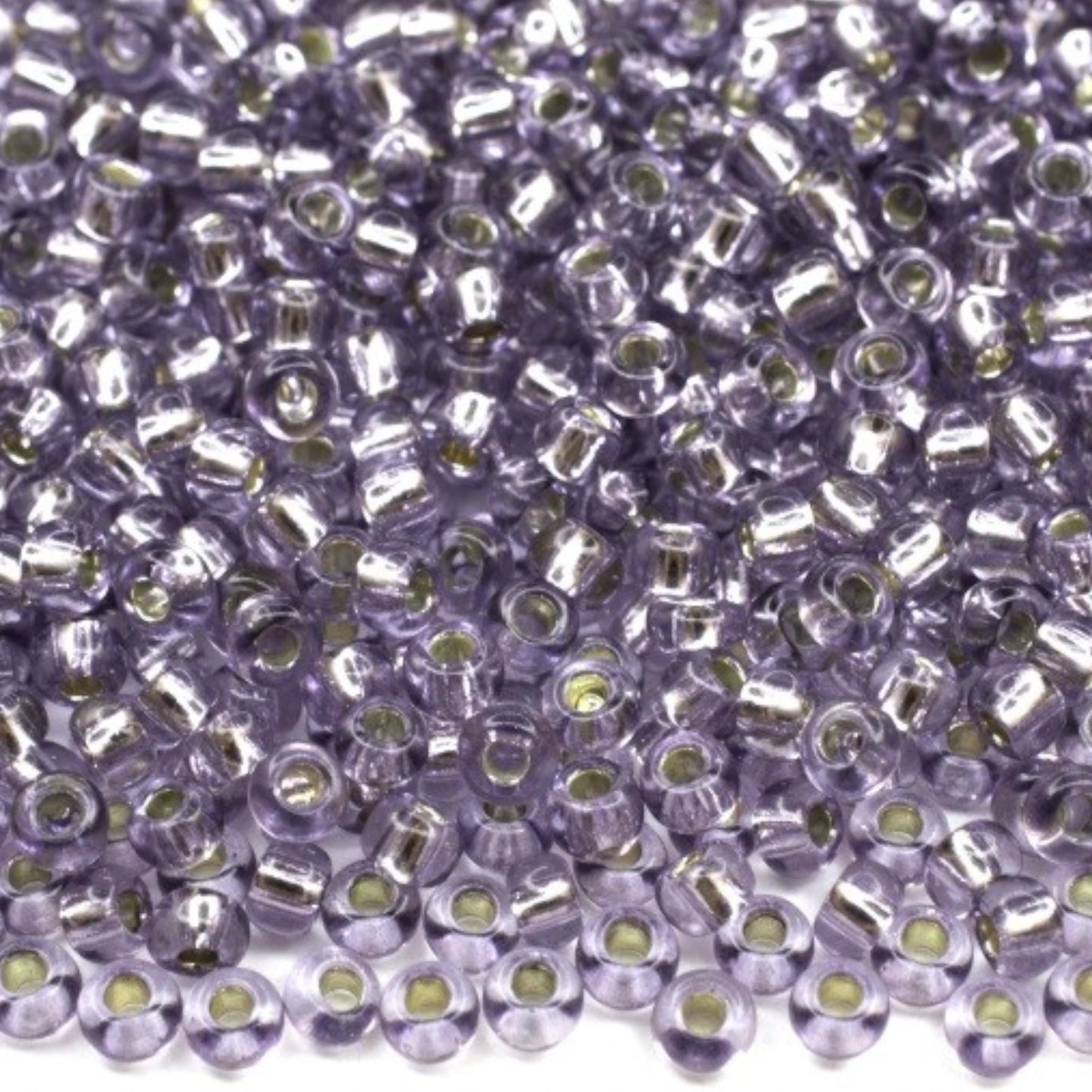 10/0 78121 Preciosa Czech Glass Seed Beads Rocailles 2.3mm. Purple 2 dyed Crystal, Silver Lined.