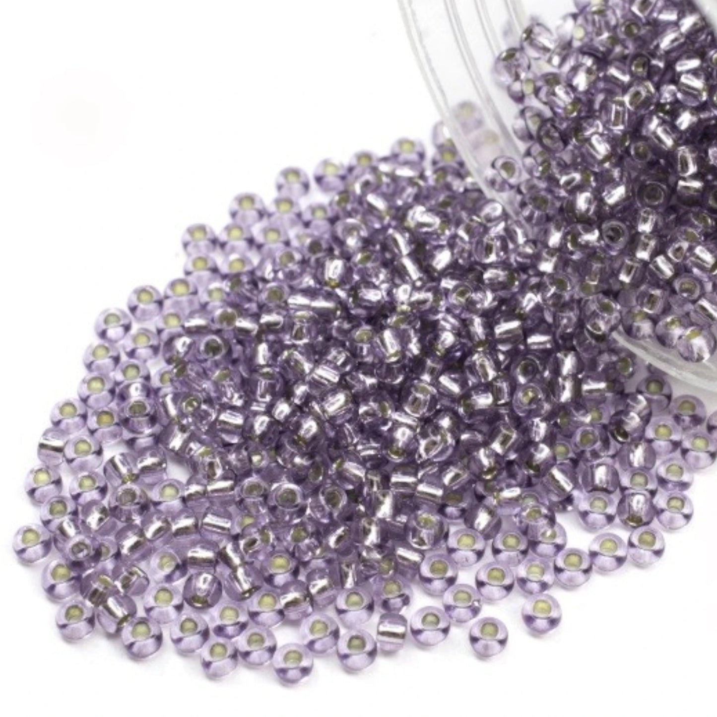10/0 78121 Preciosa Czech Glass Seed Beads Rocailles 2.3mm. Purple 2 dyed Crystal, Silver Lined.
