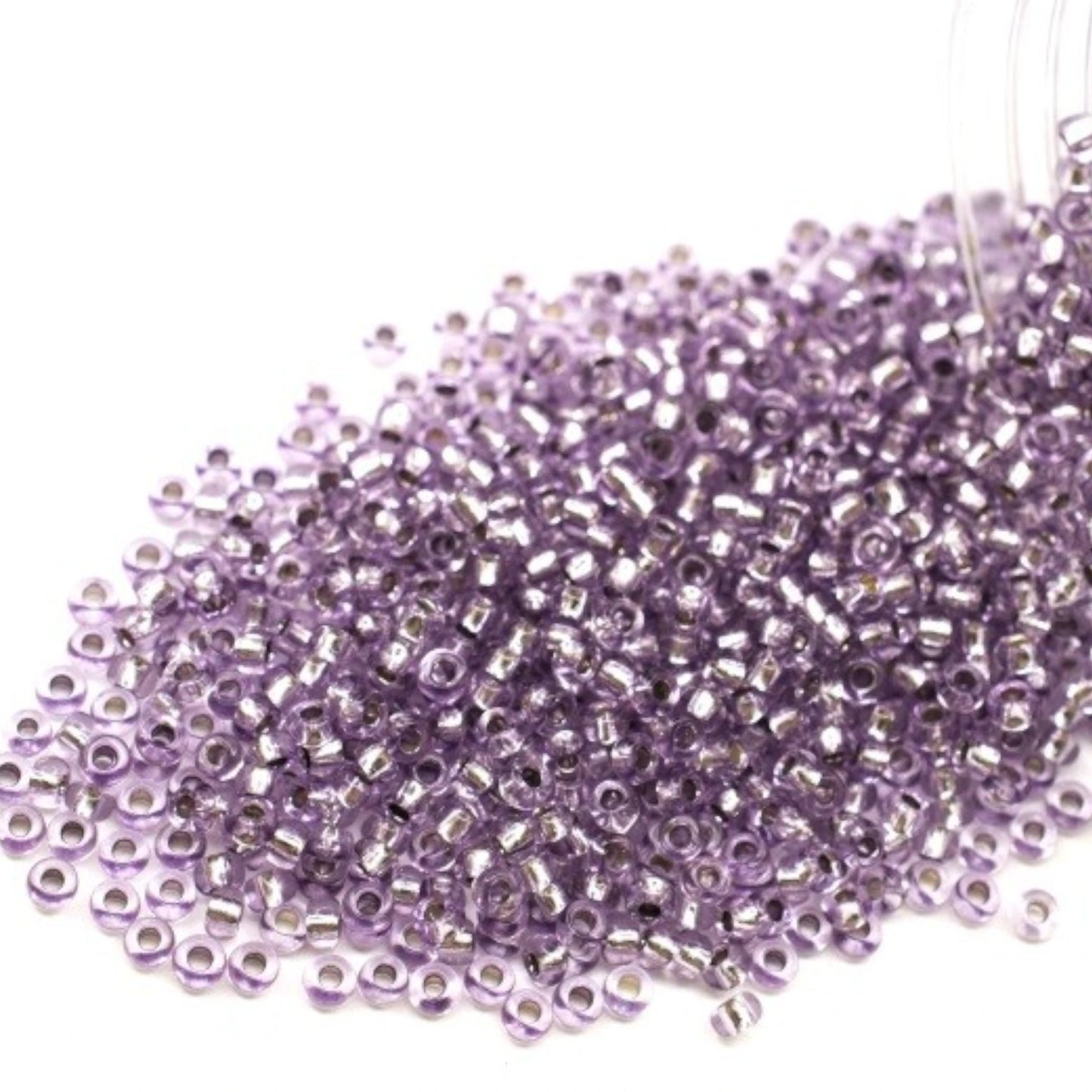 10/0 78122 Preciosa Czech Glass Koraliki Rocailles 2.3mm. Fioletowe 2 barwione Kryształ, Srebrna powłoka.