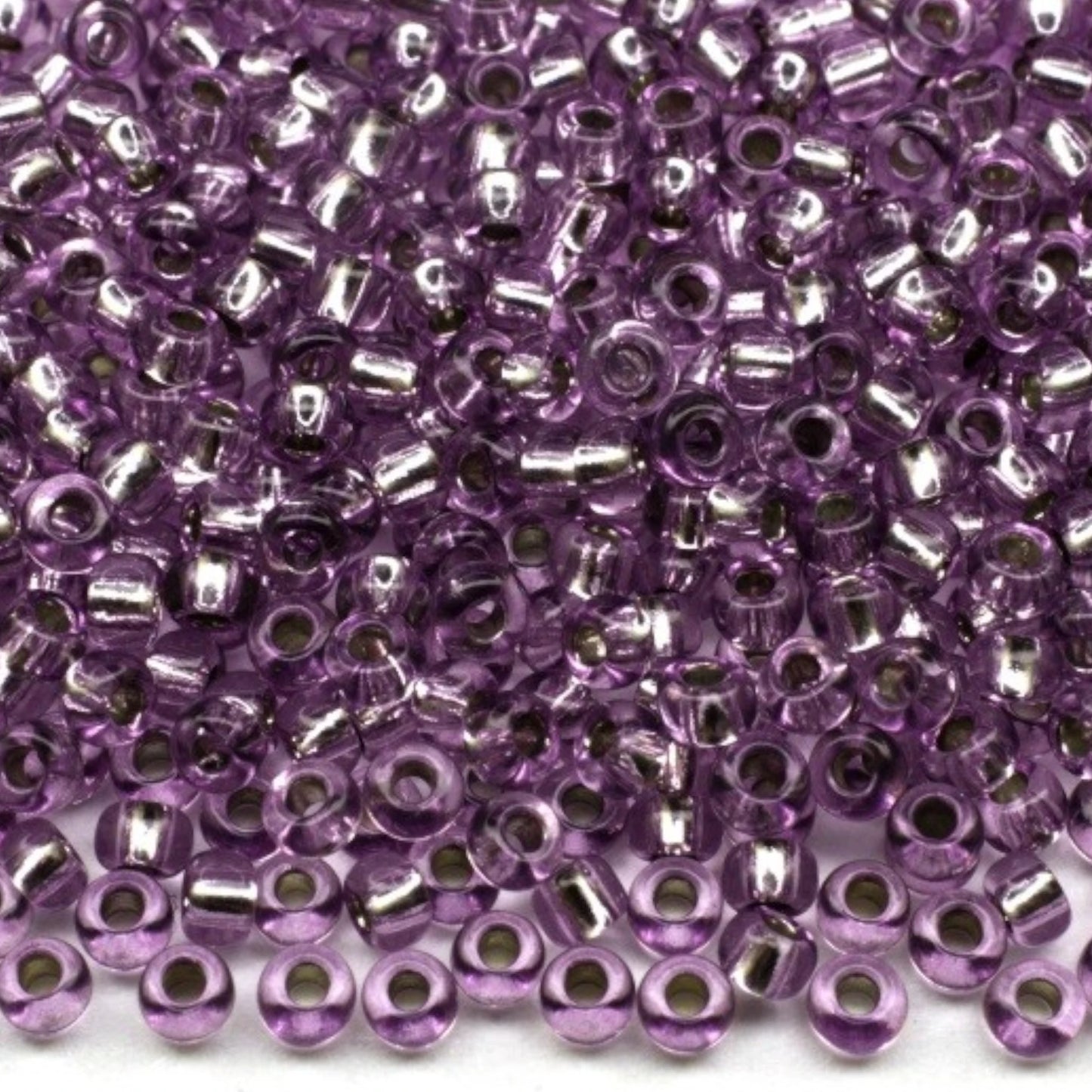 10/0 78122 Preciosa Czech Glass Koraliki Rocailles 2.3mm. Fioletowe 2 barwione Kryształ, Srebrna powłoka.