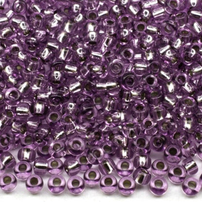 10/0 78122 Preciosa Czech Glass Koraliki Rocailles 2.3mm. Fioletowe 2 barwione Kryształ, Srebrna powłoka.