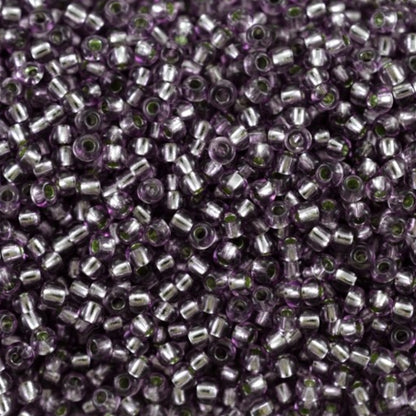 10/0 78122 Preciosa Czech Glass Koraliki Rocailles 2.3mm. Fioletowe 2 barwione Kryształ, Srebrna powłoka.