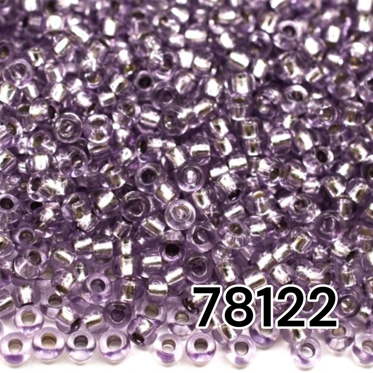 10/0 78122 Preciosa Czech Glass Koraliki Rocailles 2.3mm. Fioletowe 2 barwione Kryształ, Srebrna powłoka.