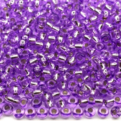 10/0 78123 Preciosa Czech Glass Mărgele Rocaille 2.3mm. Violet 2 vopsite Cristal, Argintiu Căptușit.