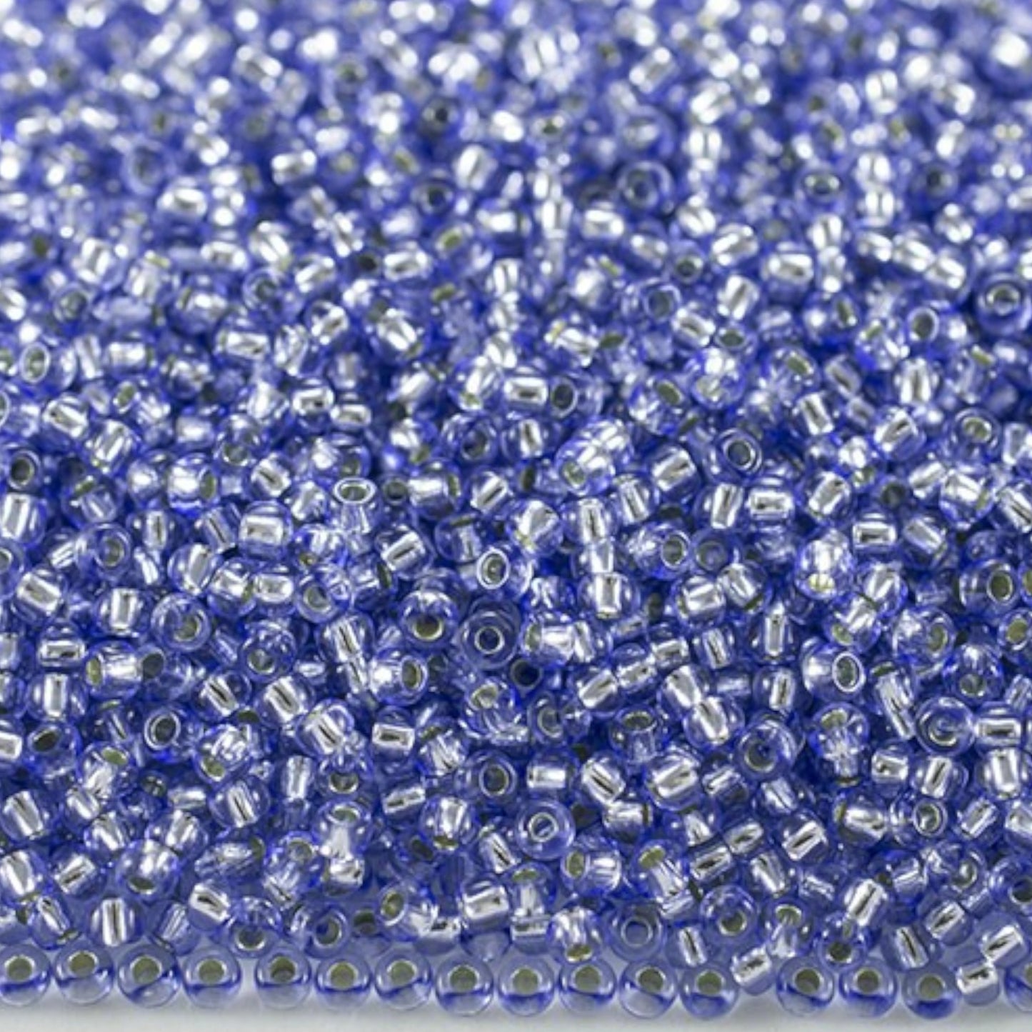 10/0 78131 Preciosa Czech Glass Seed Beads Rocailles 2.3mm. Blue 2 dyed Crystal, Silver Lined.
