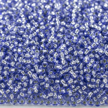 10/0 78131 Preciosa Czech Glass Seed Beads Rocailles 2.3mm. Blue 2 dyed Crystal, Silver Lined.
