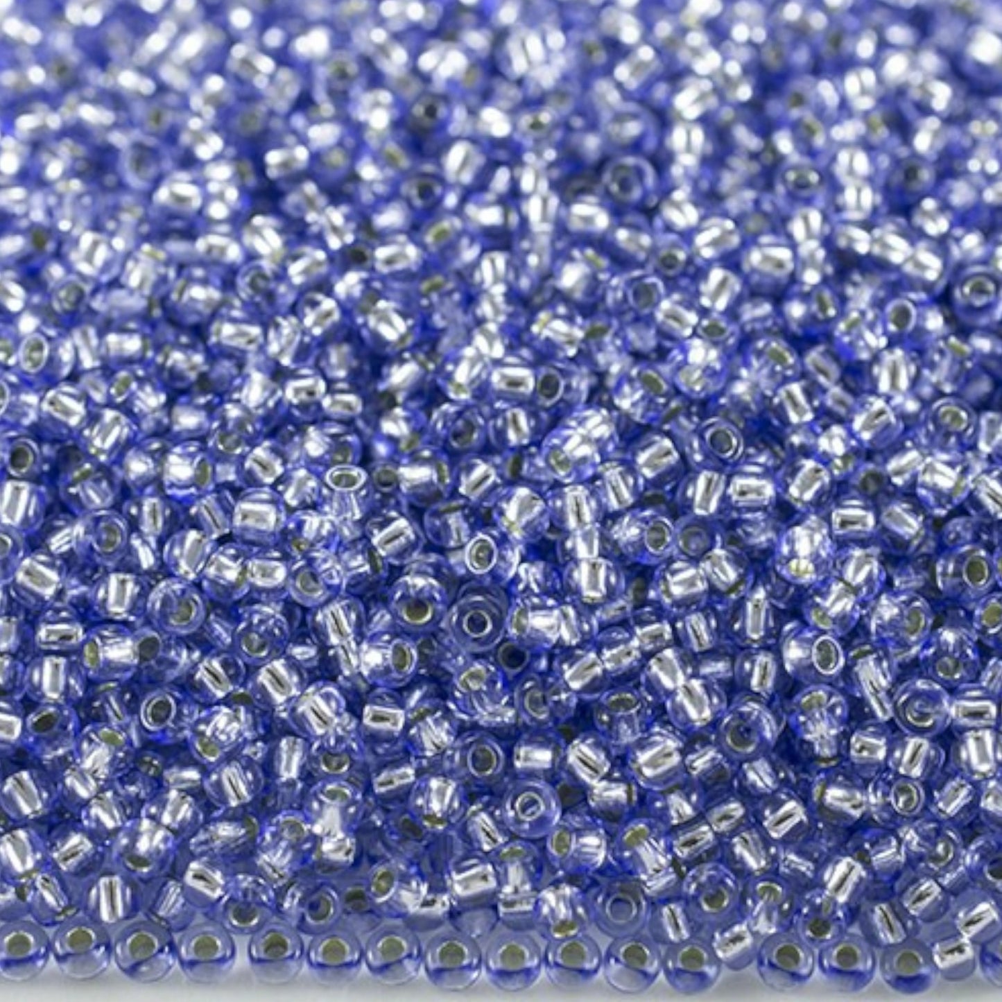 10/0 78131 Preciosa Czech Glass Seed Beads Rocailles 2.3mm. Blue 2 dyed Crystal, Silver Lined.