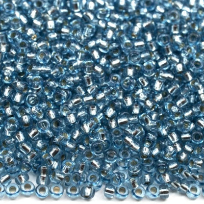 10/0 78132 Preciosa Cuentas de Semilla (Abalorios / Mostacillas) Checas de Vidrio Rocallas 2.3mm. Azul 2 teñido Cristal, Plateado Forrado.