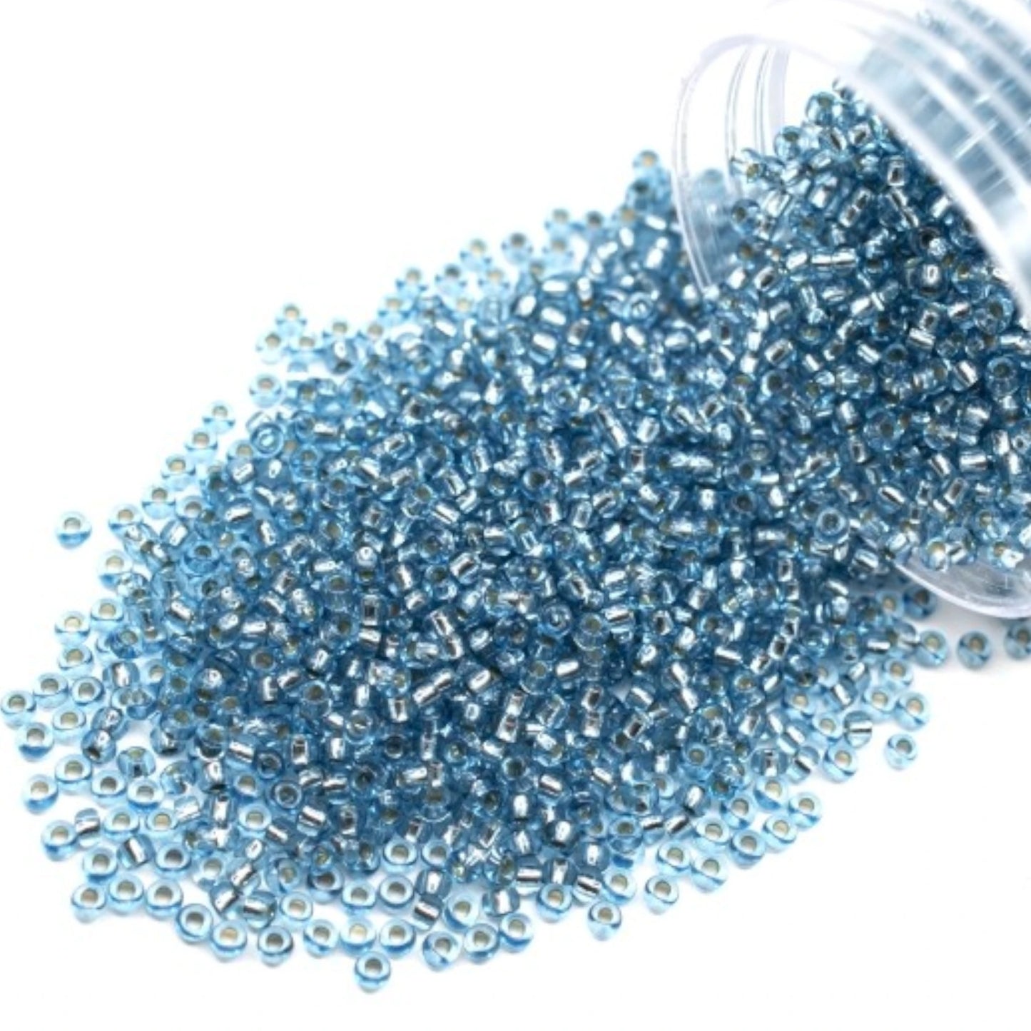 10/0 78132 Preciosa Cuentas de Semilla (Abalorios / Mostacillas) Checas de Vidrio Rocallas 2.3mm. Azul 2 teñido Cristal, Plateado Forrado.