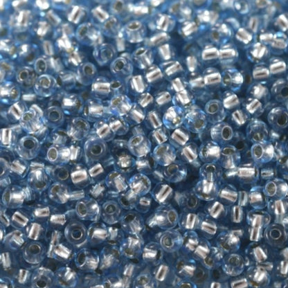 10/0 78132 Preciosa Cuentas de Semilla (Abalorios / Mostacillas) Checas de Vidrio Rocallas 2.3mm. Azul 2 teñido Cristal, Plateado Forrado.