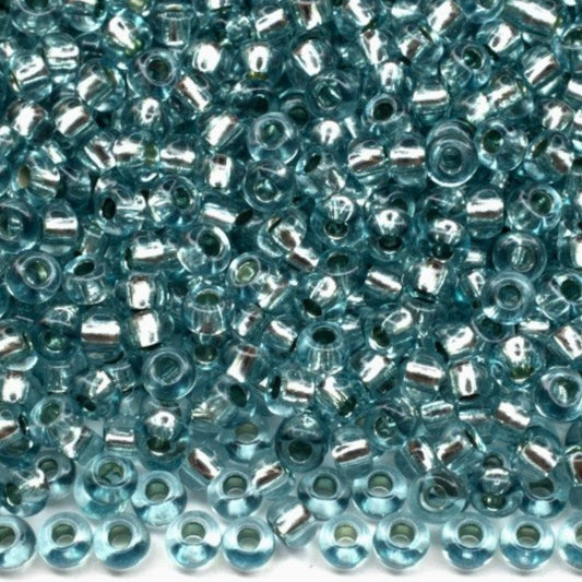 10/0 78133 Preciosa Czech Glass Seed Beads Rocailles 2.3mm. Blue 2 dyed Crystal, Silver Lined.