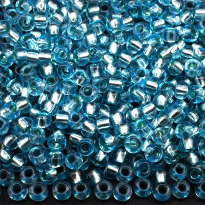 10/0 78134 Preciosa Cuentas de Semilla (Abalorios / Mostacillas) Checas de Vidrio Rocallas 2.3mm. Azul 2 teñido Cristal, Plateado Forrado.