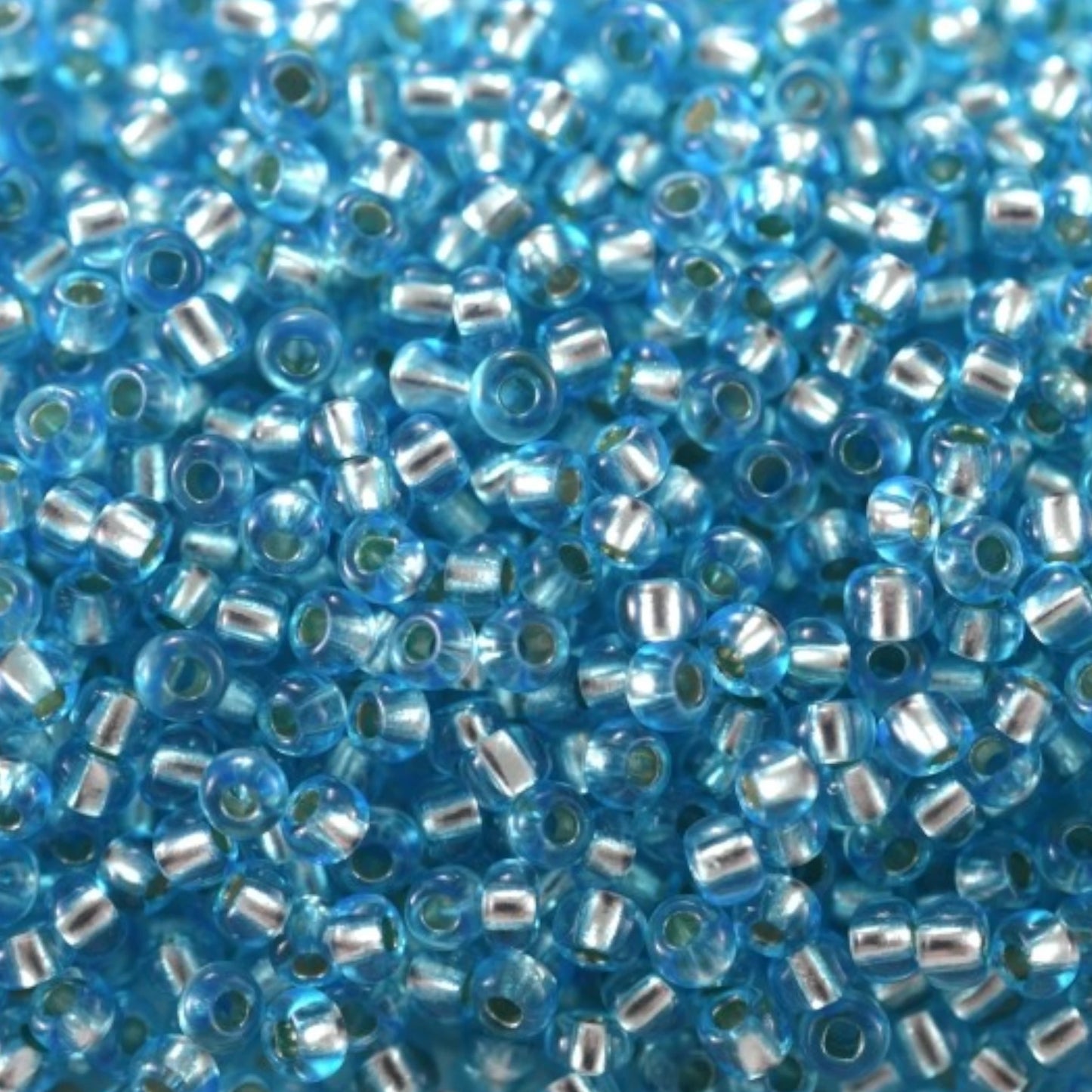 10/0 78134 Preciosa Cuentas de Semilla (Abalorios / Mostacillas) Checas de Vidrio Rocallas 2.3mm. Azul 2 teñido Cristal, Plateado Forrado.