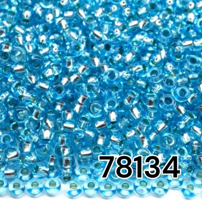 10/0 78134 Preciosa Cuentas de Semilla (Abalorios / Mostacillas) Checas de Vidrio Rocallas 2.3mm. Azul 2 teñido Cristal, Plateado Forrado.