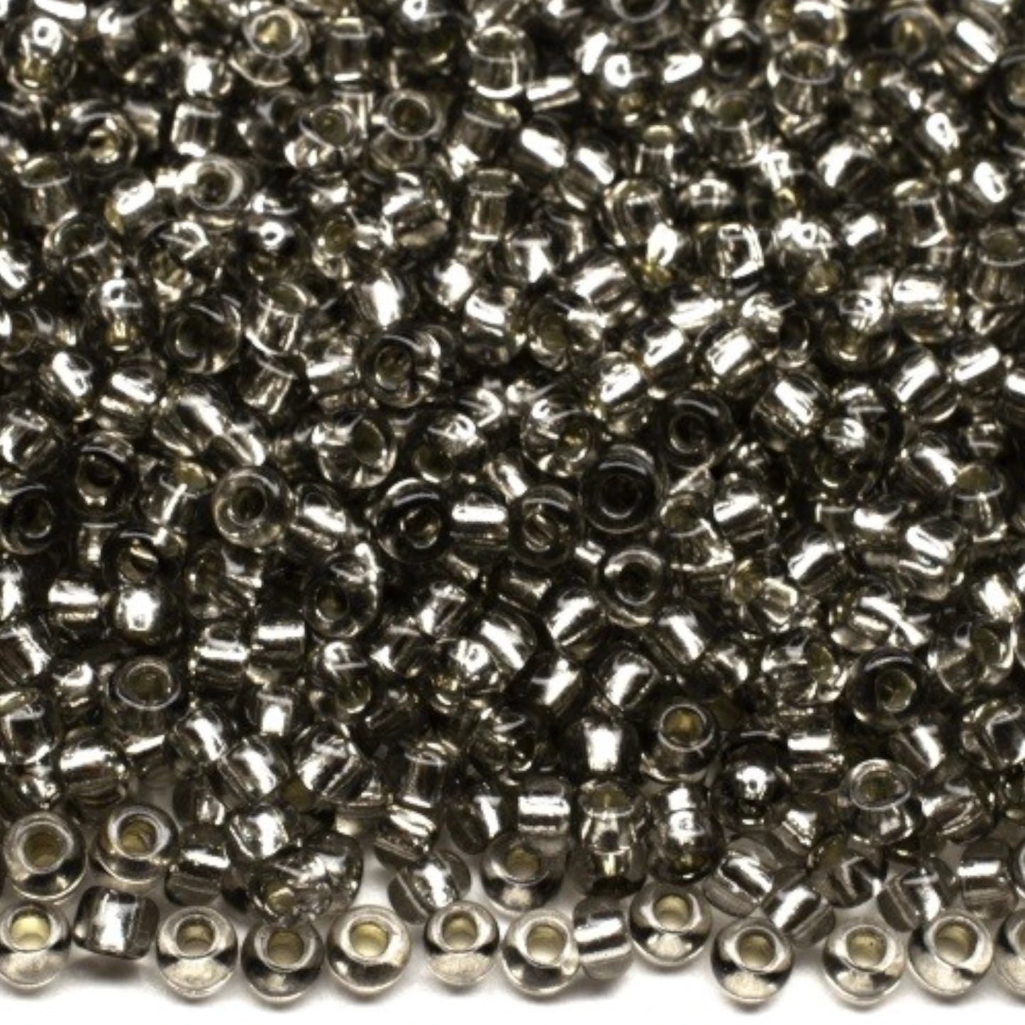 10/0 78141 Preciosa Cuentas de Semilla (Abalorios / Mostacillas) Checas de Vidrio Rocallas 2.3mm. Negro Gris 2 teñido Cristal, Plateado Forrado.