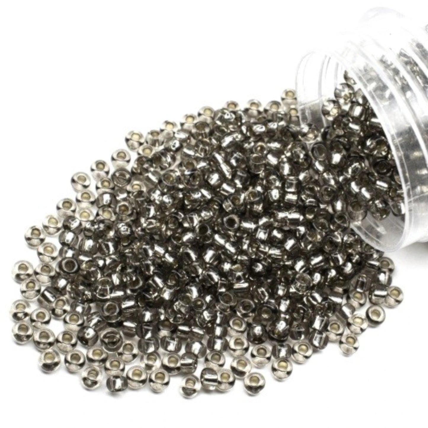 10/0 78141 Preciosa Cuentas de Semilla (Abalorios / Mostacillas) Checas de Vidrio Rocallas 2.3mm. Negro Gris 2 teñido Cristal, Plateado Forrado.