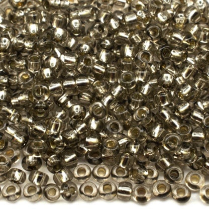 10/0 78141 Preciosa Cuentas de Semilla (Abalorios / Mostacillas) Checas de Vidrio Rocallas 2.3mm. Negro Gris 2 teñido Cristal, Plateado Forrado.