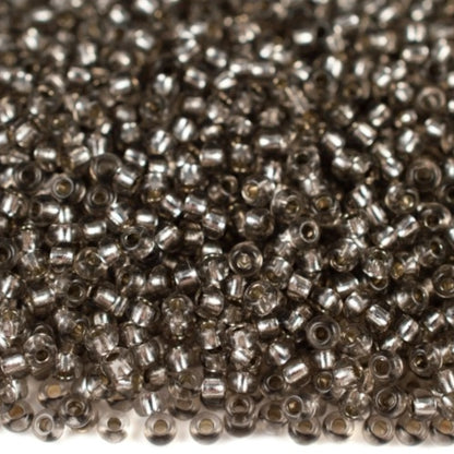 10/0 78141 Preciosa Cuentas de Semilla (Abalorios / Mostacillas) Checas de Vidrio Rocallas 2.3mm. Negro Gris 2 teñido Cristal, Plateado Forrado.
