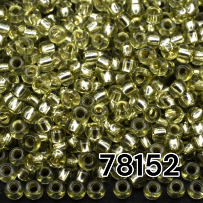 10/0 78152 Preciosa Tschechische Glas Perlen Rocailles 2,3mm. Grün 2 gefärbt Kristall, Silber Beschichtet.