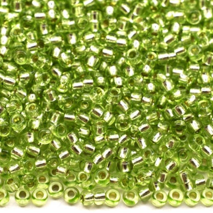 10/0 78154 Preciosa Perline di Vetro Ceco Rocaille 2.3mm. Verde 2 tinto Cristallo, Argento Rivestito.