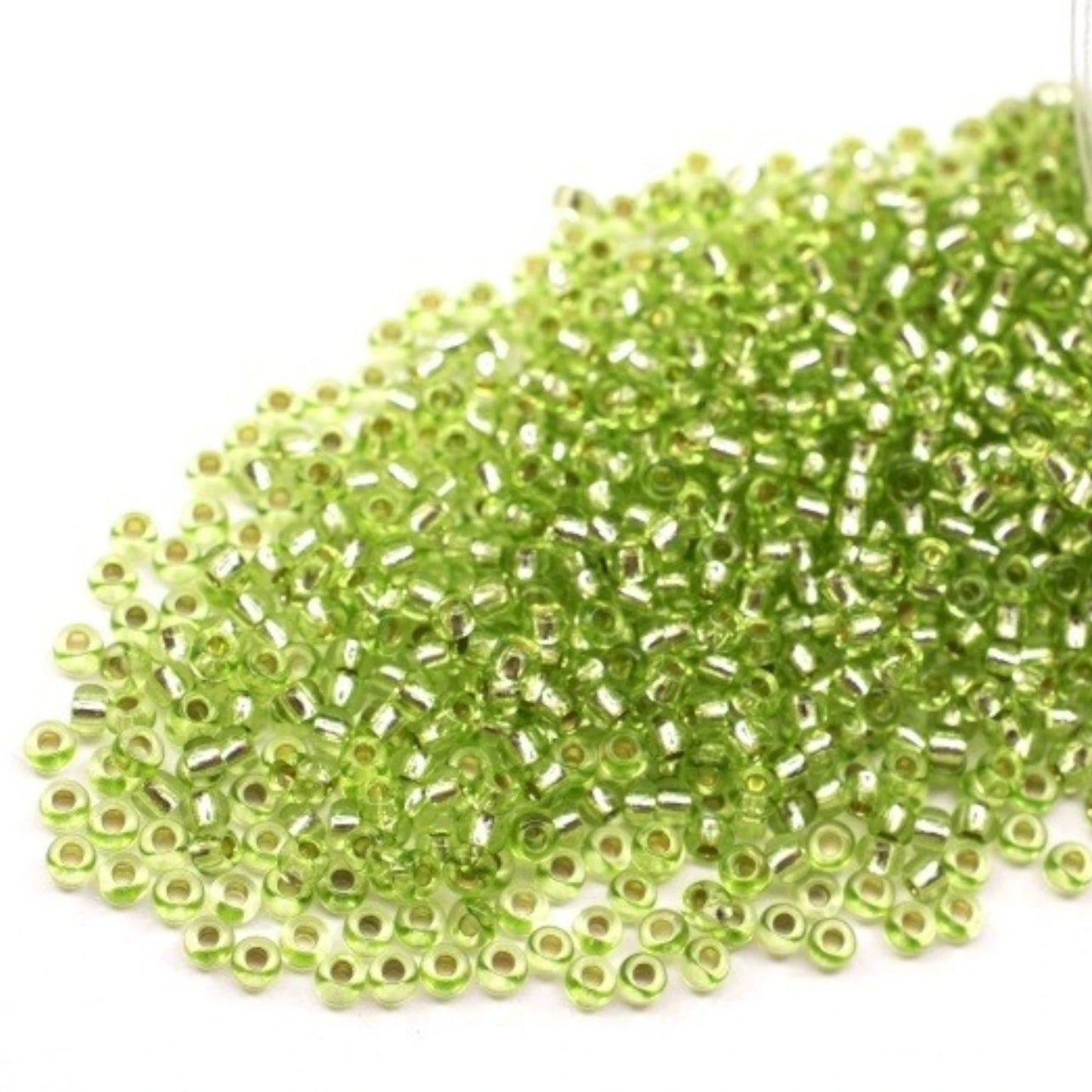 10/0 78154 Preciosa Perline di Vetro Ceco Rocaille 2.3mm. Verde 2 tinto Cristallo, Argento Rivestito.