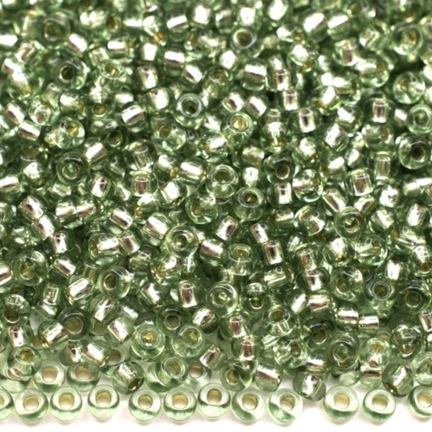 10/0 78163 Preciosa Cuentas de Semilla (Abalorios / Mostacillas) Checas de Vidrio Rocallas 2.3mm. Verde 2 teñido Cristal, Plateado Interior.