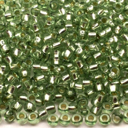 10/0 78163 Preciosa Cuentas de Semilla (Abalorios / Mostacillas) Checas de Vidrio Rocallas 2.3mm. Verde 2 teñido Cristal, Plateado Interior.