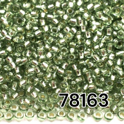 10/0 78163 Preciosa Cuentas de Semilla (Abalorios / Mostacillas) Checas de Vidrio Rocallas 2.3mm. Verde 2 teñido Cristal, Plateado Interior.