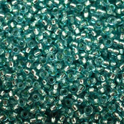 10/0 78165 Preciosa Τσέχικες Γυάλινες Χάντρες Ροκάιλ 2.3mm. Μπλε Πράσινο 2 βαμμένο Κρύσταλλο, Ασημένια Επένδυση.