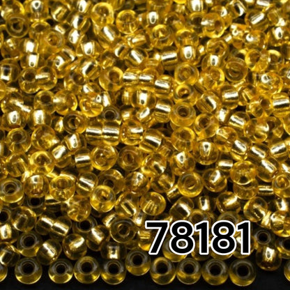 10/0 78181 Preciosa Чехски стъклени Малки Мъниста Рокайли 2.3mm. Жълт 2 боядисан Кристал, Сребристо покритие.