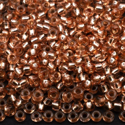 10/0 78185 Preciosa Czech Glass Perler Rocailles 2.3mm. Orange 2 farvet Krystal, Sølvbelagt.