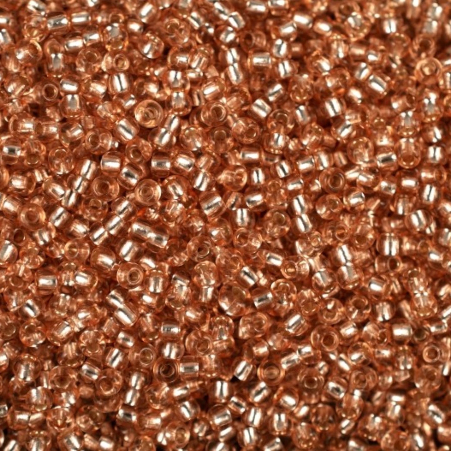 10/0 78185 Preciosa Czech Glass Perler Rocailles 2.3mm. Orange 2 farvet Krystal, Sølvbelagt.