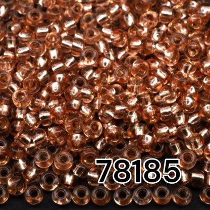 10/0 78185 Preciosa Czech Glass Perler Rocailles 2.3mm. Orange 2 farvet Krystal, Sølvbelagt.