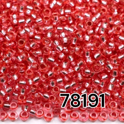 10/0 78191 Preciosa čehu stikla Pērlītes Rokaja 2.3mm. Sarkani rozā 2 krāsoti kristāli, sudraba apšuvums.