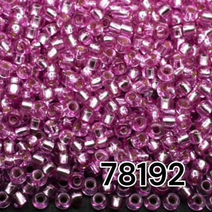 10/0 78192 Preciosa Tschechische Glas Perlen Rocailles 2.3mm. Rosa Lila 2 gefärbte Kristall, Silber Ausgelegt.