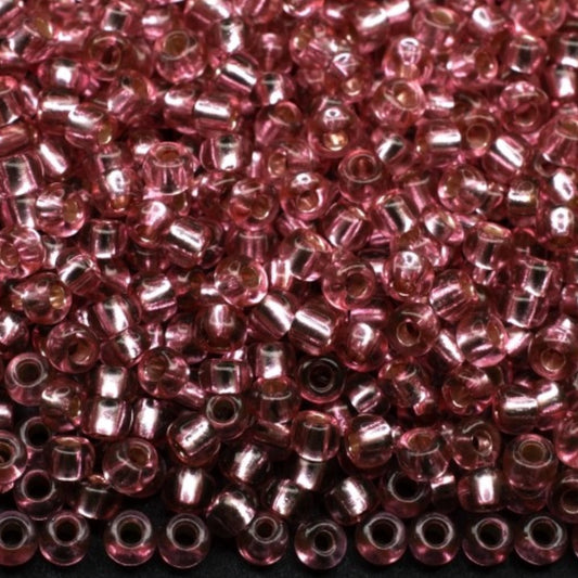 10/0 78193 Preciosa čehu stikla Pērlītes Rokaja 2.3mm. Rozā Sarkans 2 krāsots Kristāls, Sudraba apšuvums.