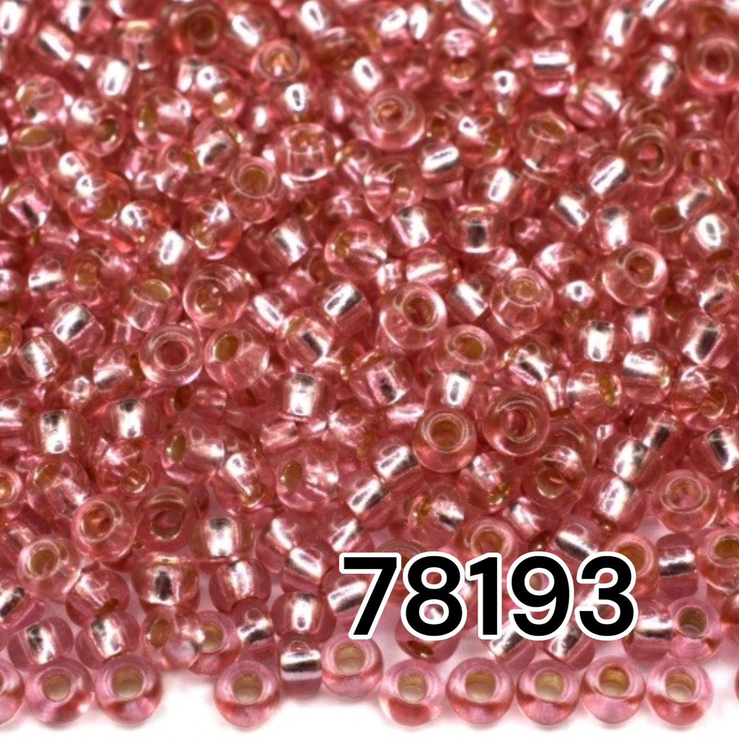 10/0 78193 Preciosa Cseh Üveg Magtartalmú Gyöngyök (Kásagyöngy) Rocailles 2.3mm. Rózsaszín Piros 2 festett Kristály, Ezüst Szegélyű.