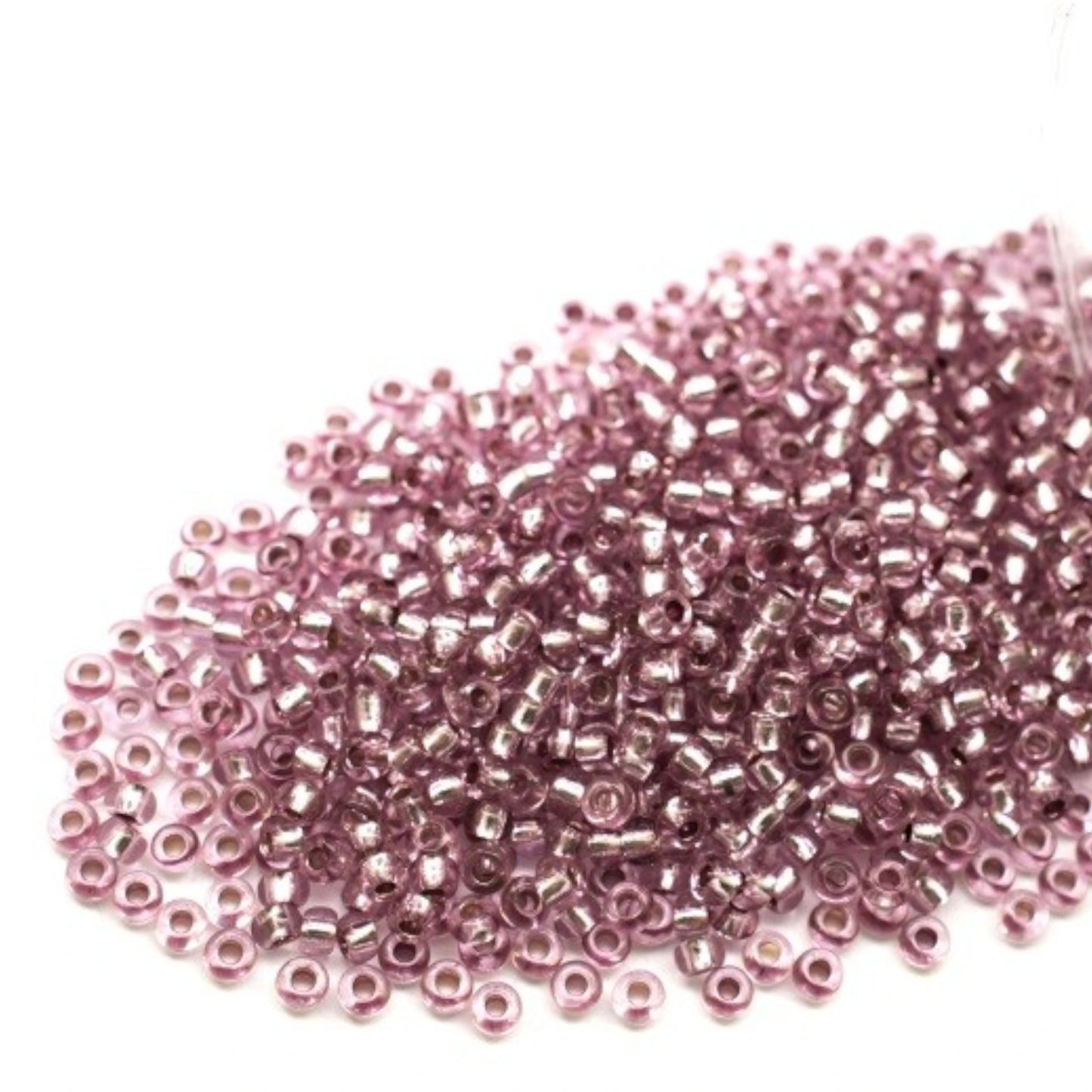 10/0 78195 Preciosa Czech Glass Perler Rocailles 2.3mm. Lilla Pink 2 farvet Krystal, Sølvbelagt.