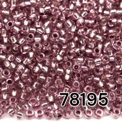10/0 78195 Preciosa Czech Glass Perler Rocailles 2.3mm. Lilla Pink 2 farvet Krystal, Sølvbelagt.