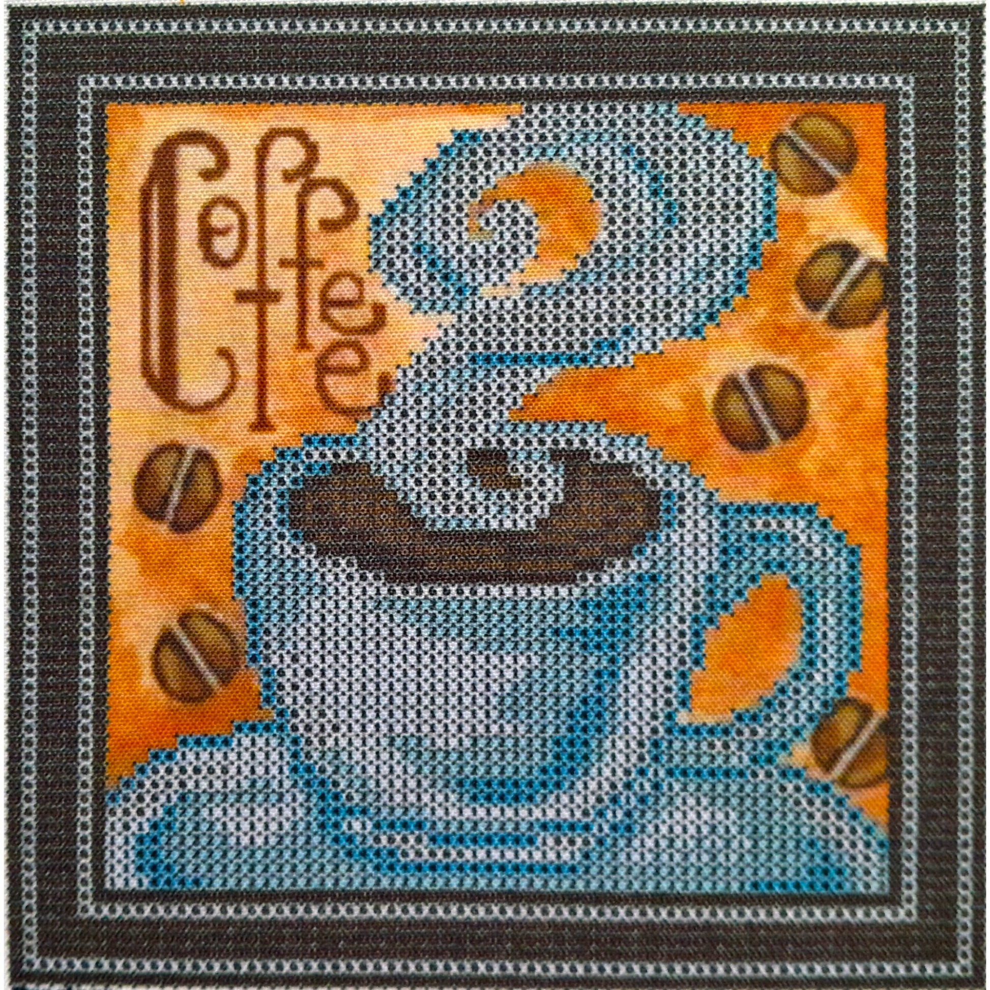 DIY Bead embroidery kit "Cup of coffee". Size: 6.3 - 6.3in (16 - 16cm). - VadymShop