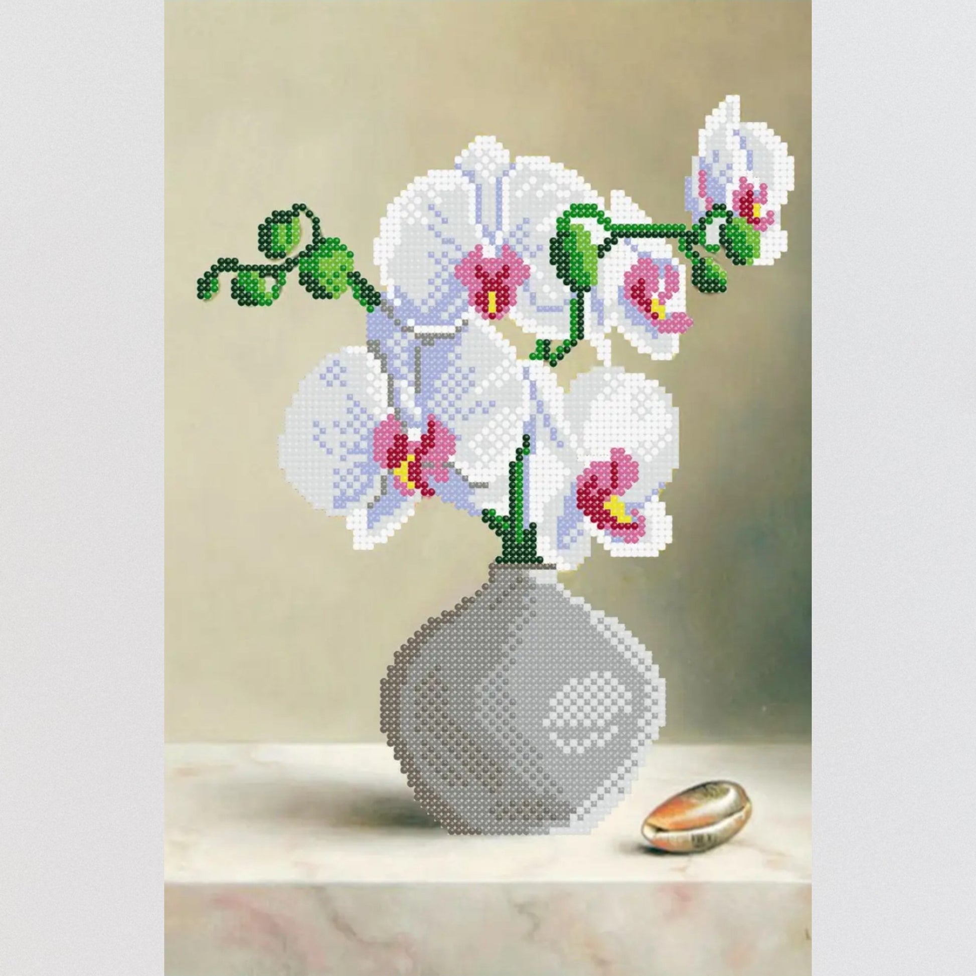 Bead embroidery kit "Orchid". Size: 8.7 - 13 in (22 - 33сm) - VadymShop