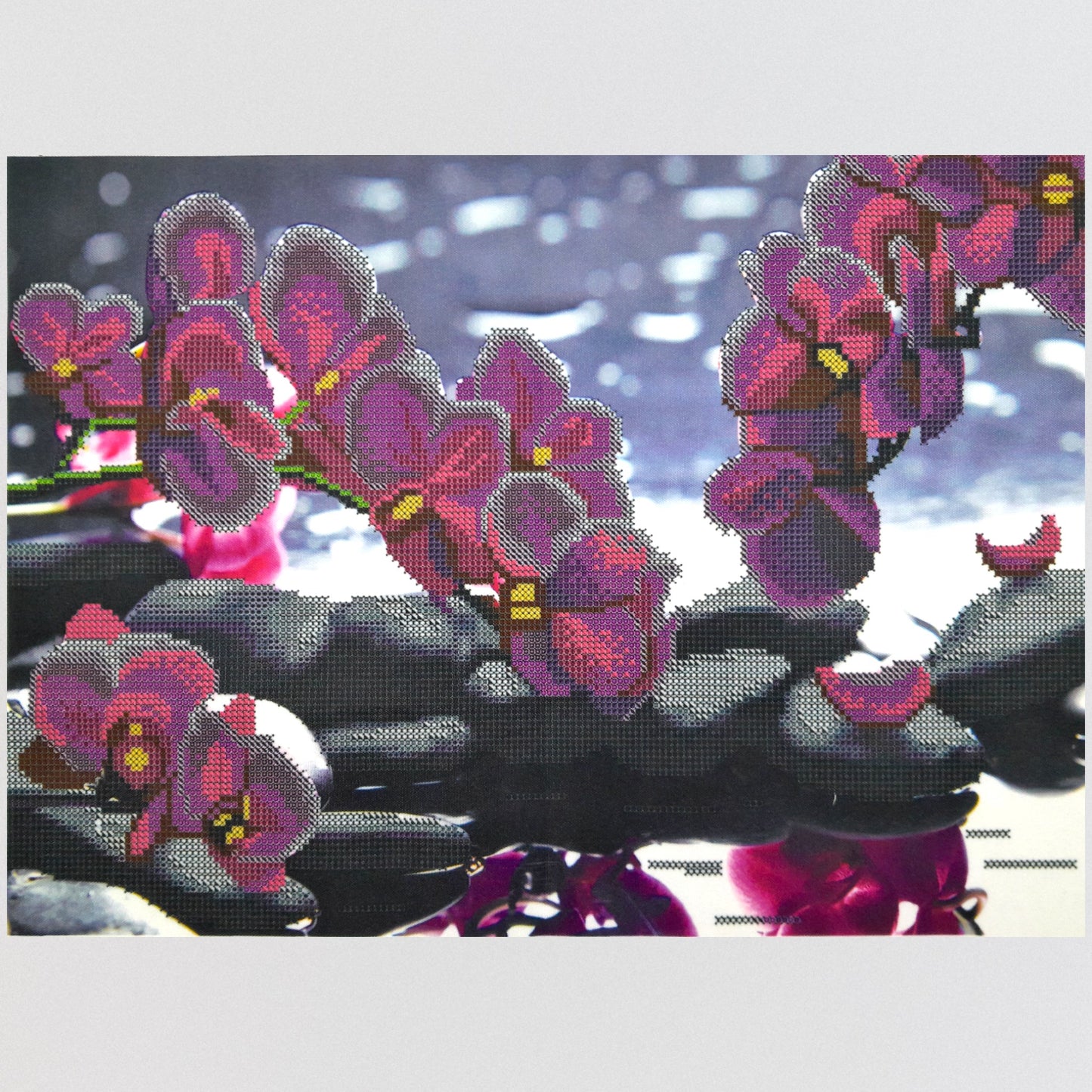 DIY Bead embroidery kit  "Orchid over water". Size: 16.5 - 11.8 in (42 - 30cm) - VadymShop