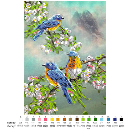 Bead embroidery kit "Bing song spring". Size: 8.3-11.0in (21-28cm) - VadymShop