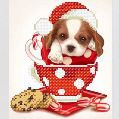 DIY Bead embroidery kit  "Puppy in a cup". Size: 5.9 - 7.5 in (15 - 19cm) - VadymShop