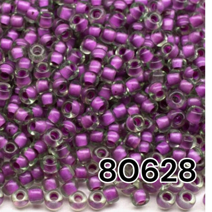 10/0 80628 Preciosa Seed Beads. Crystal Terra Color Lined.