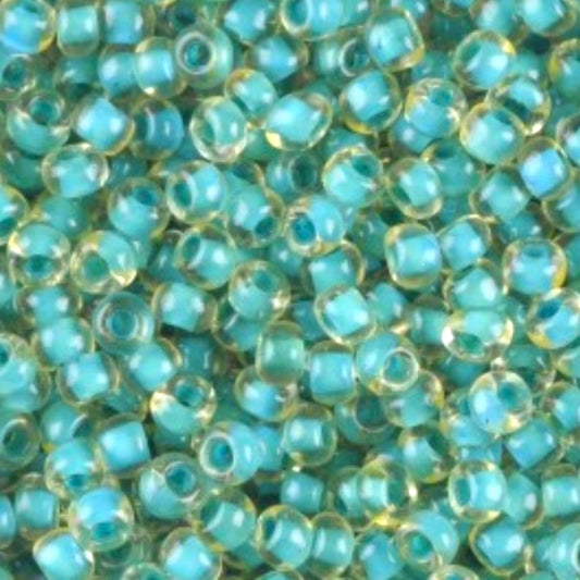 10/0 80836 Preciosa tschechische Glasperlen Perlen Rocailles 2.3mm. Grün Kristall Terra Blau Umrandet.