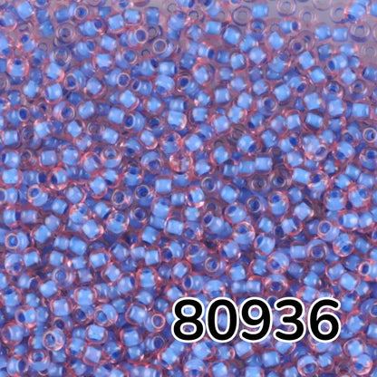 10/0 80936 Preciosa Czech Glass Koraliki Rocailles 2.3mm. Kryształowe Terra Blue Lined.