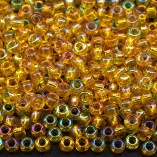 10/0 81010 Preciosa Tschechische Glas Perlen Rocailles 2.3mm. Gelb Transparent Regenbogen.